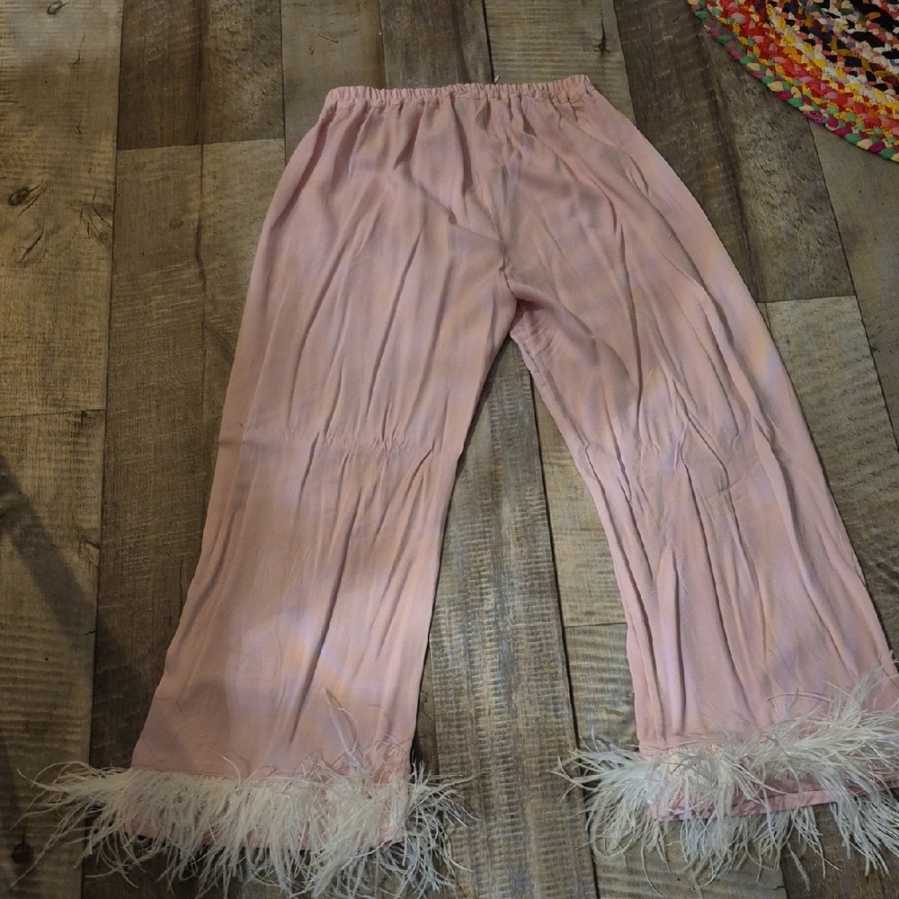 Sleeper Pink Feather Trim Pajama Pants